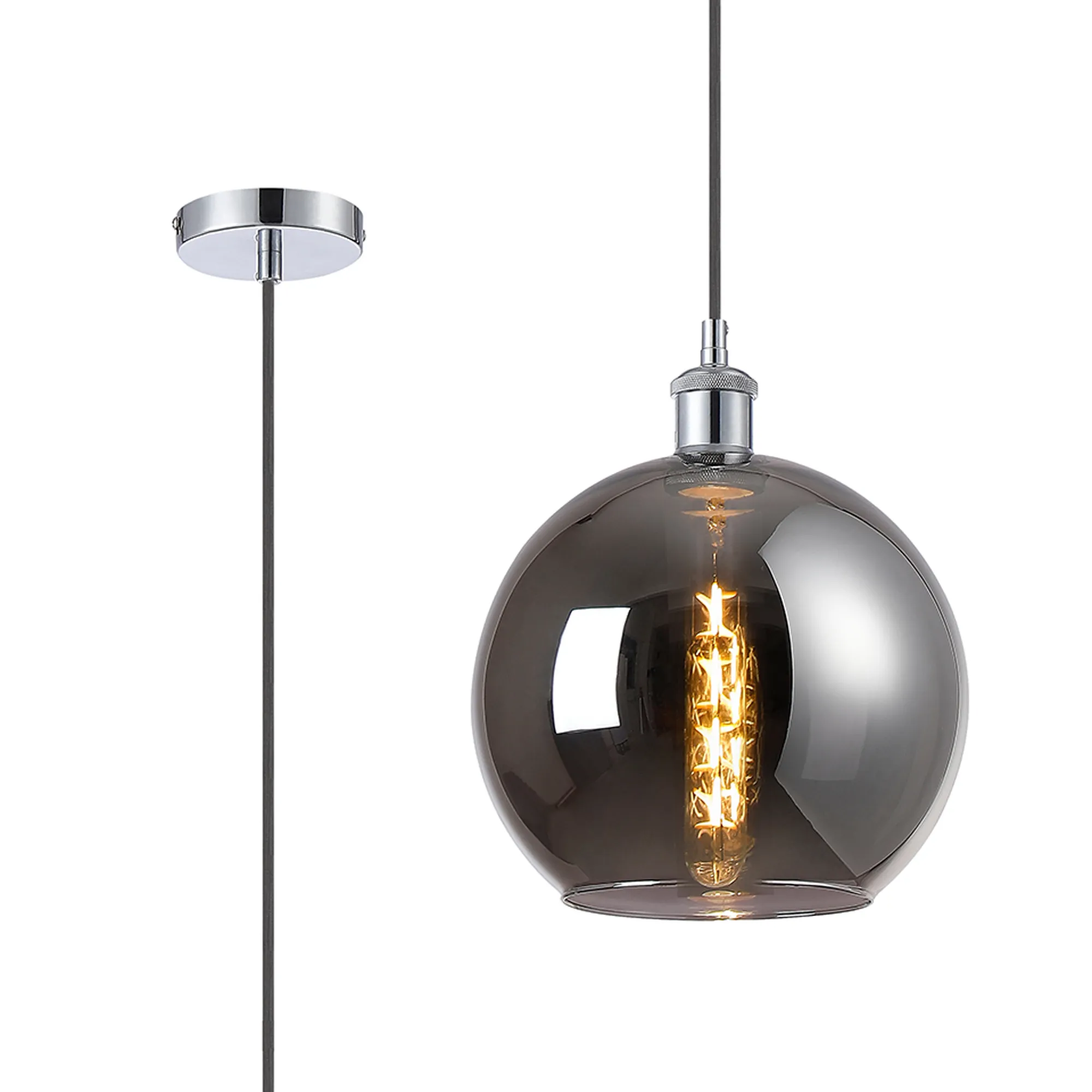 Cawdor Polished Chrome Ceiling Lights Deco Single Pendant